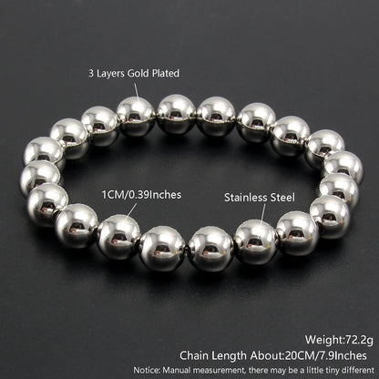 Bracelet élastique en acier inoxydable pour homme et femme, bijoux perlés, boule métallique, 2mm, 4mm, 5mm, 6mm, 8mm, 10mm, haute qualité