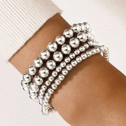 Bracelet élastique en acier inoxydable pour homme et femme, bijoux perlés, boule métallique, 2mm, 4mm, 5mm, 6mm, 8mm, 10mm, haute qualité