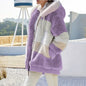 Manteau à capuche effet fourrure femme