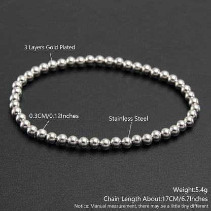 Bracelet élastique en acier inoxydable pour homme et femme, bijoux perlés, boule métallique, 2mm, 4mm, 5mm, 6mm, 8mm, 10mm, haute qualité