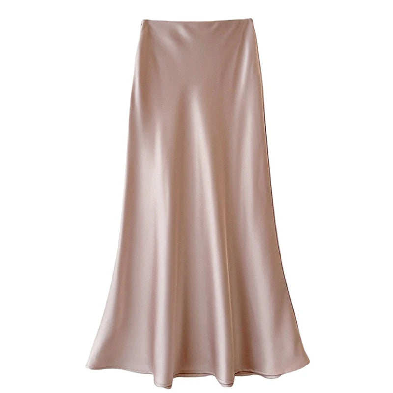 Jupe Satin Sirène Longue – Taille Haute