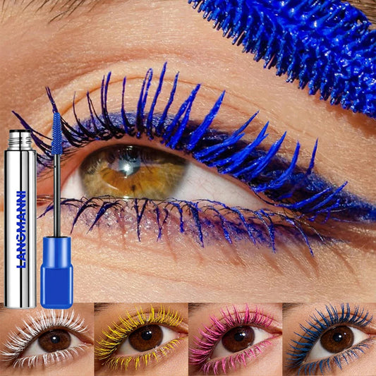 Mascara bleu mat en fibres de soie, brosse colorée de grande taille, allonge les cils, imperméable, longue tenue, séchage rapide, mascara recourbant vert-rose, maquillage