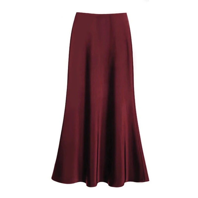 Jupe Satin Sirène Longue – Taille Haute