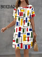 Robe d'été grande taille – Imprimé écossais, col rond, coupe ample