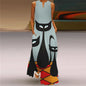 Robe longue imprimée chat abstrait pour femmes, mode Sexy, ajouré, col en v, sans manches, décontractée, vacances, fête, dîner, Maxi