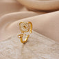 Bague ajustable géométrique en zircon – Plaqué or 18 carats