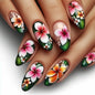 Faux Ongles Press-On Forme Amande – 24 Pièces, Motifs & Couleurs Variés