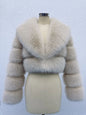 Veste Fausse Fourrure Femme – Manteau Court d'Hiver, Col Rabattu