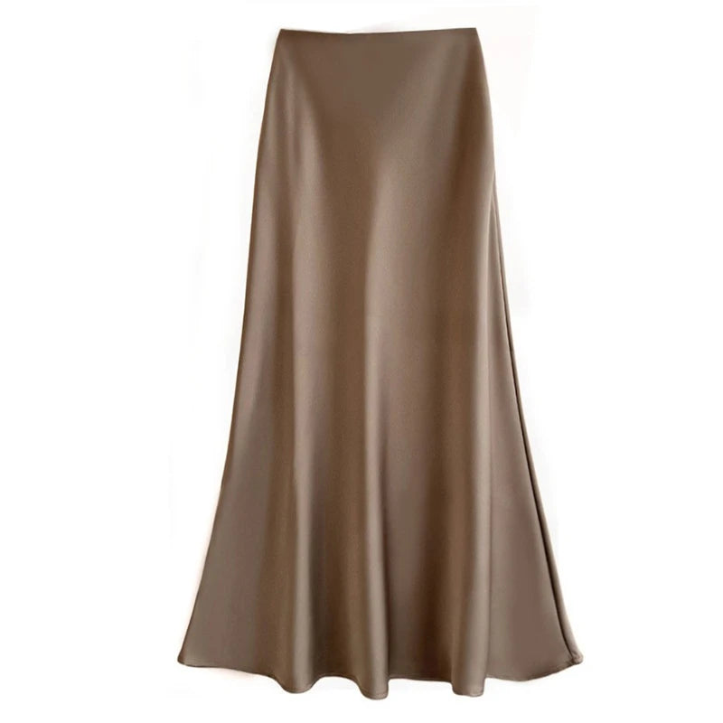 Jupe Satin Sirène Longue – Taille Haute