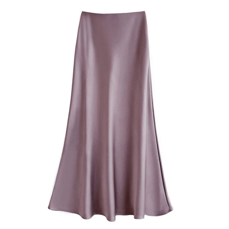 Jupe Satin Sirène Longue – Taille Haute