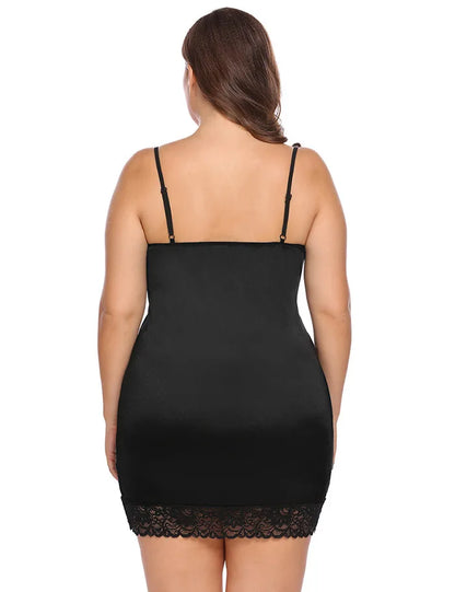 Robe de nuit grande taille 3XL pour femme, nuisette sexy à bretelles avec dentelle, pyjama élégant, lingerie et tenue d'intérieur