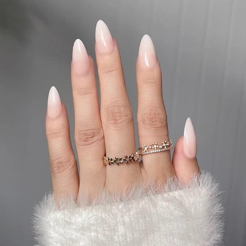 Faux Ongles Press-On Forme Amande – 24 Pièces, Motifs & Couleurs Variés