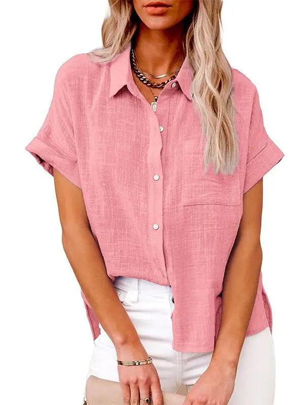 Chemisier Oversize Lin & Coton – Manches Courtes