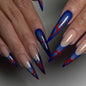 Faux ongles à presser style gothique sombre, avec motifs artistiques, polices anglaises, cœurs et chiffres, longs et pointus, pour manucure