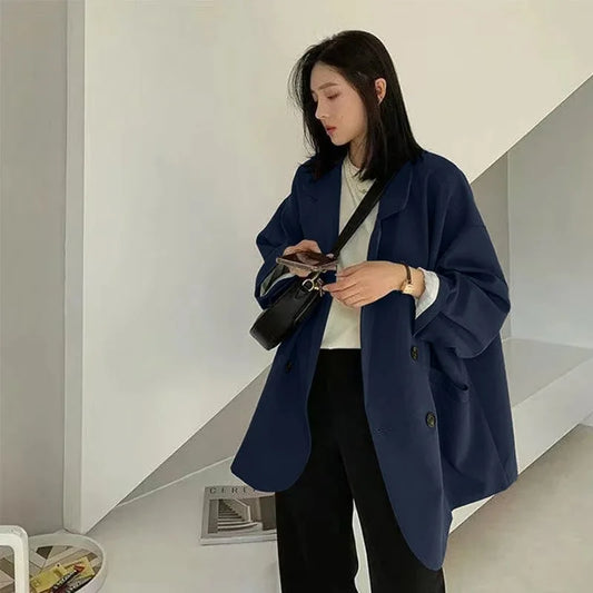 Blazer Femme Style Coréen – Veste Ample Décontractée Manches Longues