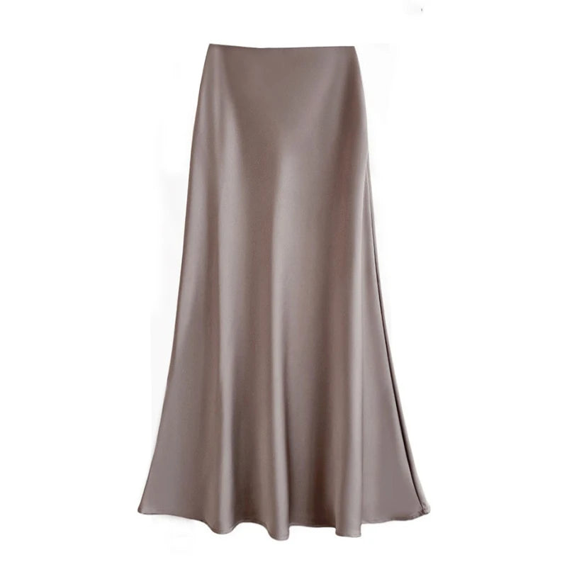 Jupe Satin Sirène Longue – Taille Haute