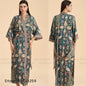 Imprimé fleur femme longue Robe chemise de nuit Robe de maison demi manches Kimono peignoir Robe ample décontracté soie Satin vêtements de détente pyjama