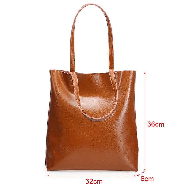 Sac Fourre-Tout en Cuir Véritable – Style Rétro
