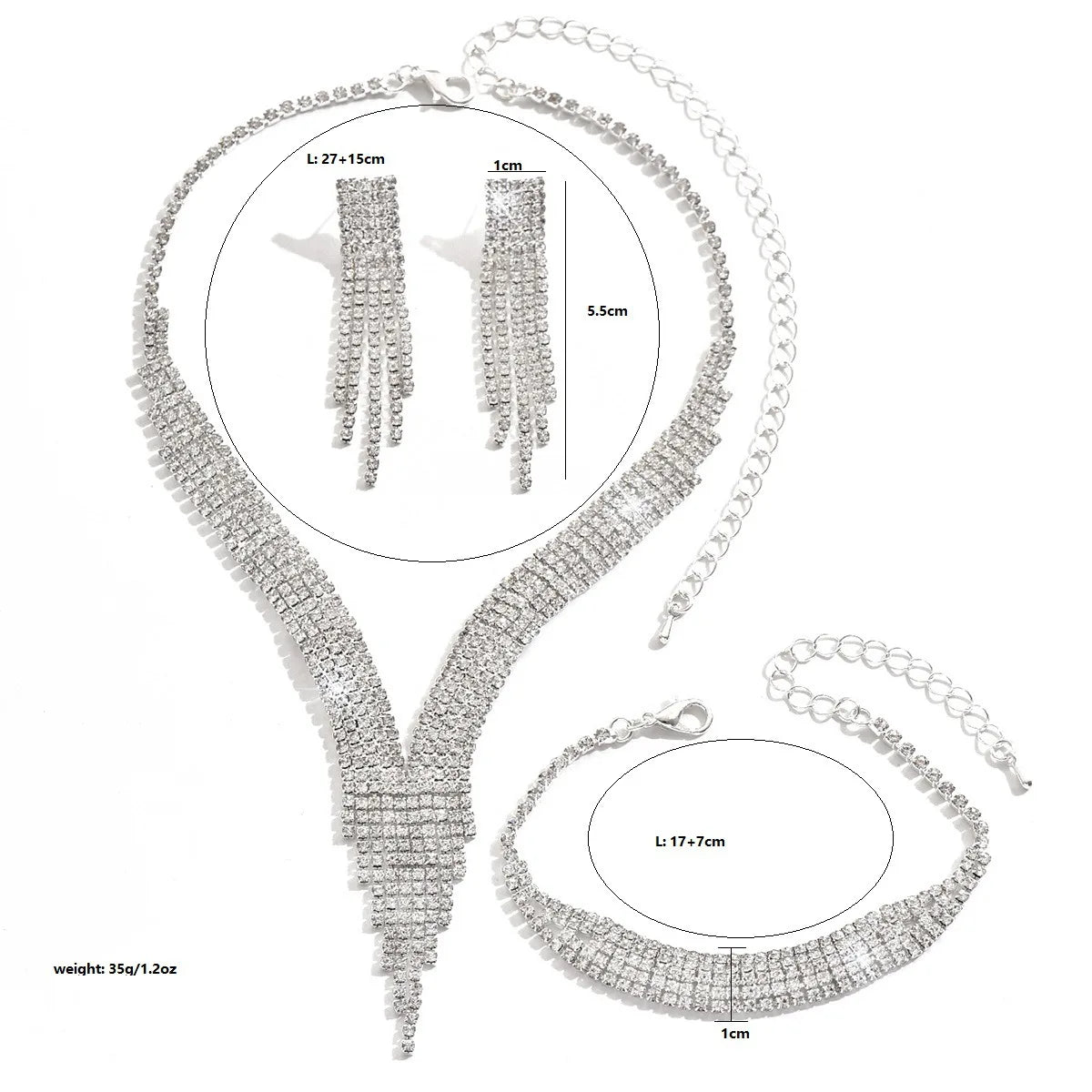 Ensemble de trois pièces de luxe avec strass, gouttelette d'eau, collier, boucles d'oreilles, Bracelet, chaîne de clavicule, accessoires, cadeau, 4 pièces