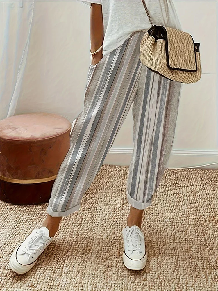 Pantalon Femme Jambes Larges – Taille Élastique, Coupe Ajustée