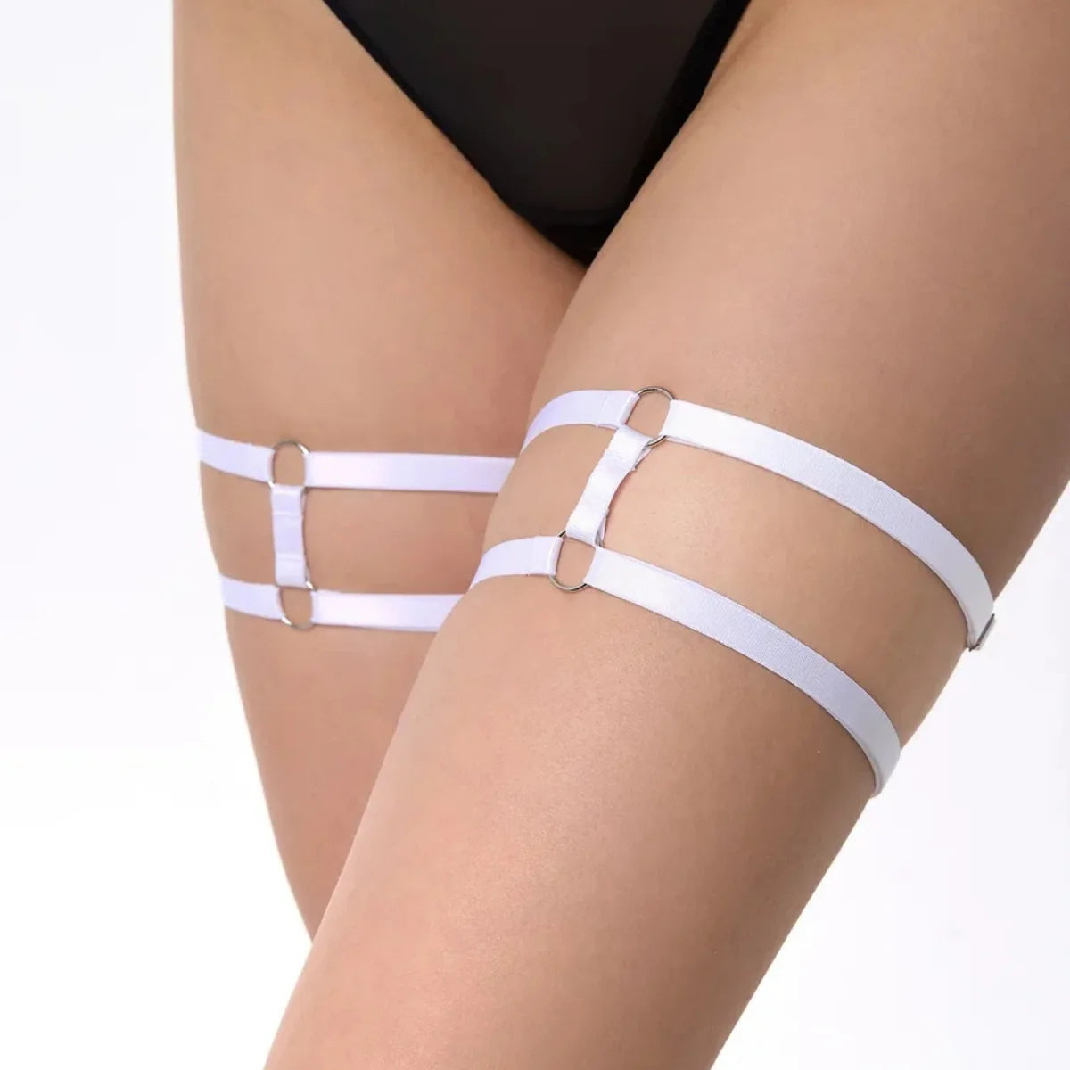 Jarretières extensibles pour femmes avec sangles réglables à double rangée, style punk tendance