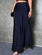 Jupe Midi Satin à Volants – Taille Haute