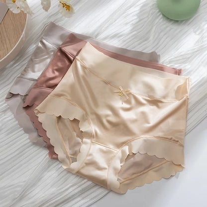Culotte en soie, jolis slips, sous-vêtements doux, taille moyenne, élégance, Lingerie Sexy pour filles