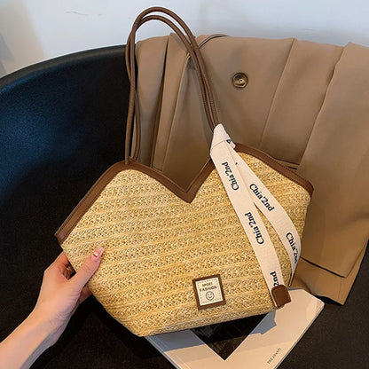 Sac de plage en rotin tressé – Grande capacité