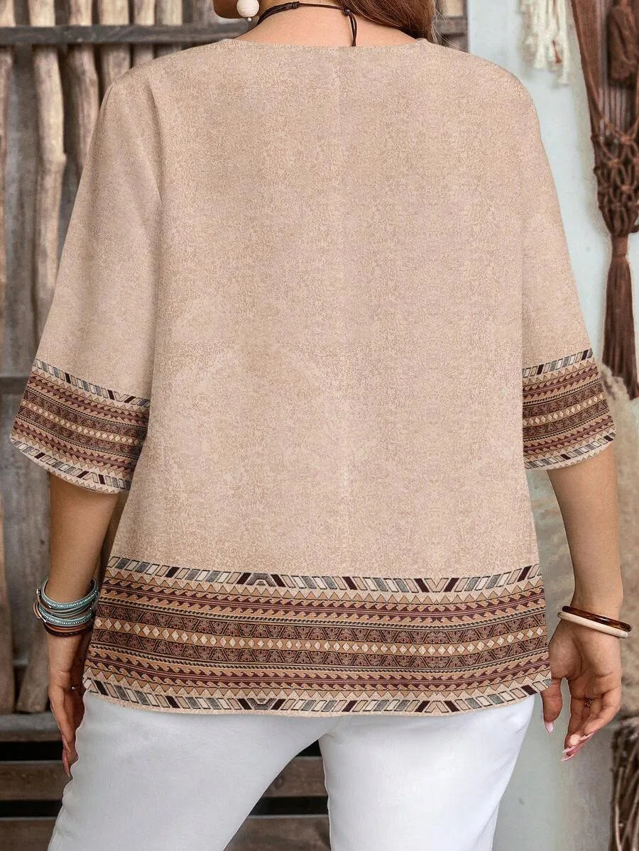 Chemise rétro grande taille à manches courtes
