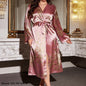 Peignoir Kimono Sexy en Satin pour Femme, Ensemble de 2 Pièces, Grande Taille 5XL, Chemise de Nuit à Bretelles, Vêtements de Maison