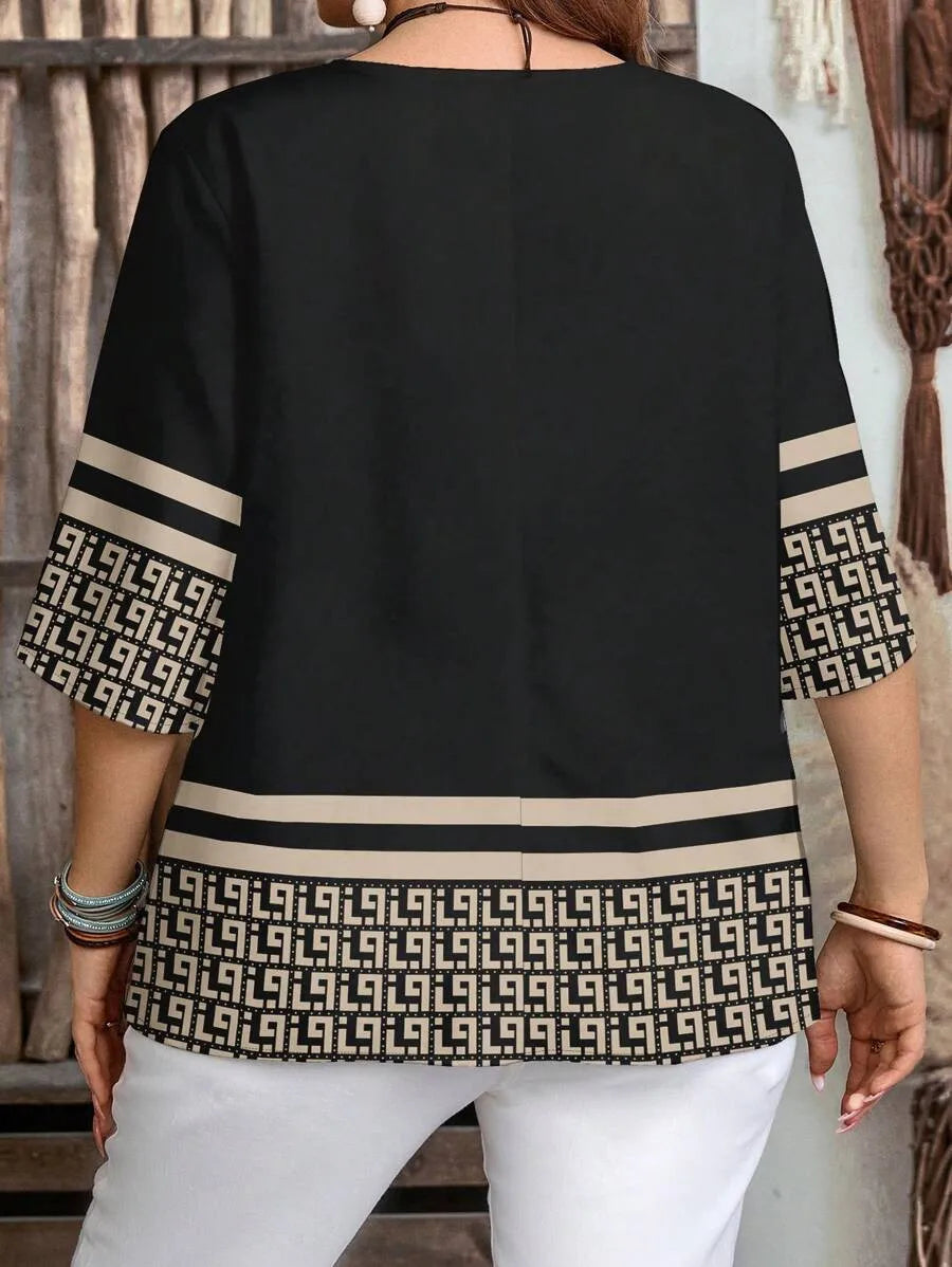 Chemise rétro grande taille à manches courtes