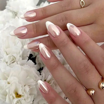 Faux Ongles Press-On Forme Amande – 24 Pièces, Motifs & Couleurs Variés