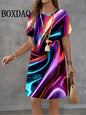 Robe d'été grande taille – Imprimé écossais, col rond, coupe ample