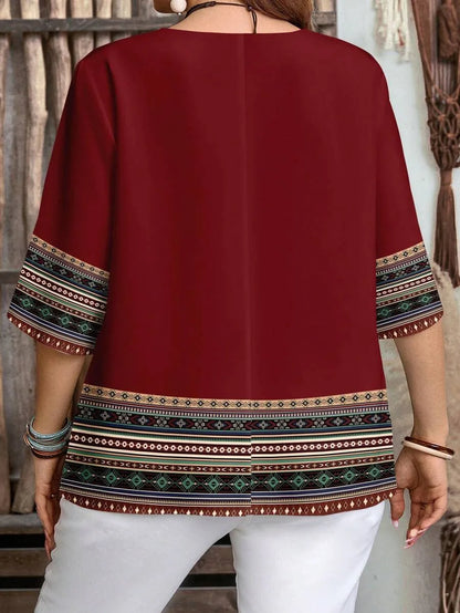 Chemise rétro grande taille à manches courtes
