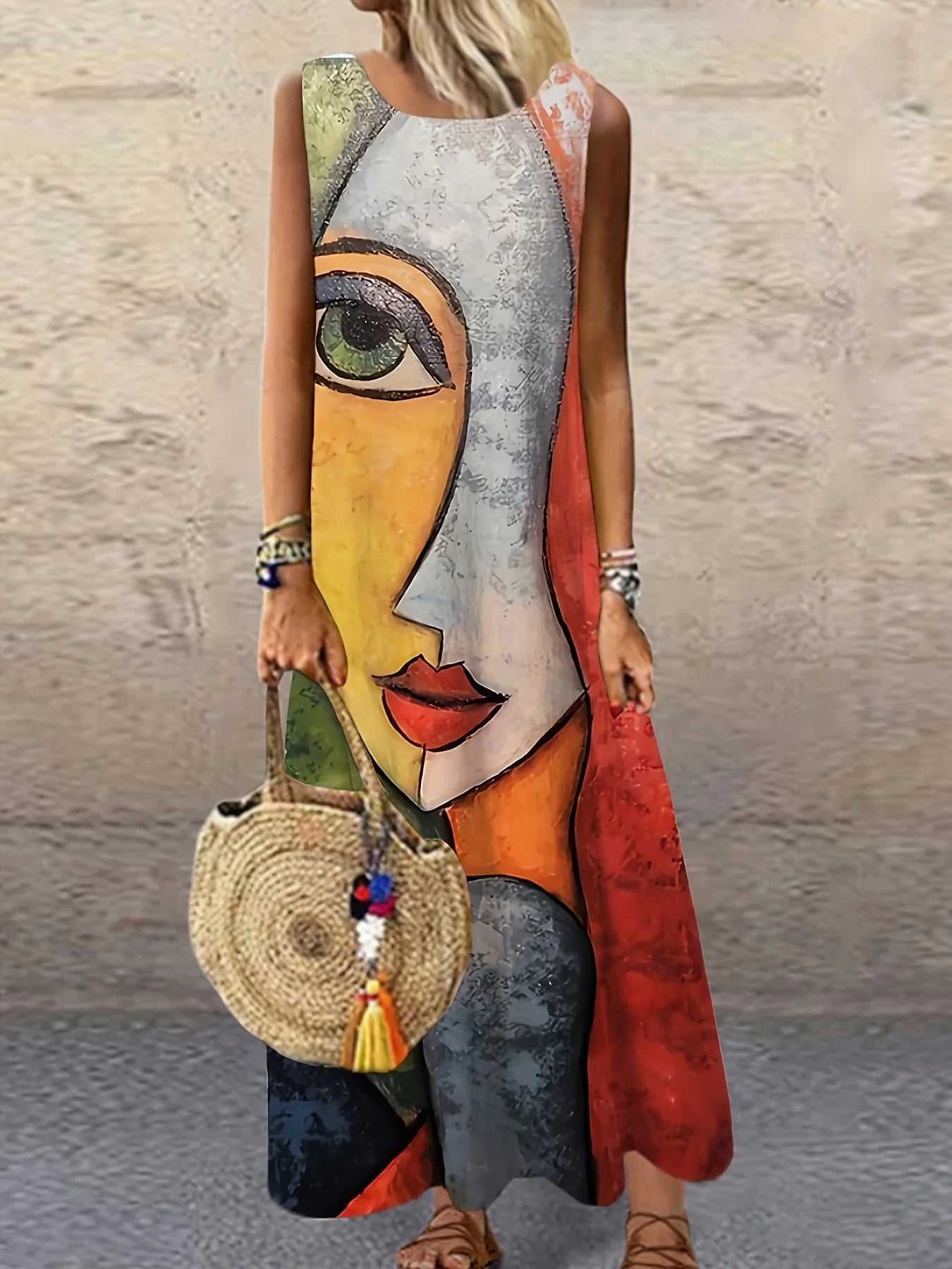 Robe Maxi Fleurie Sans Manches – Col Rond Décontractée