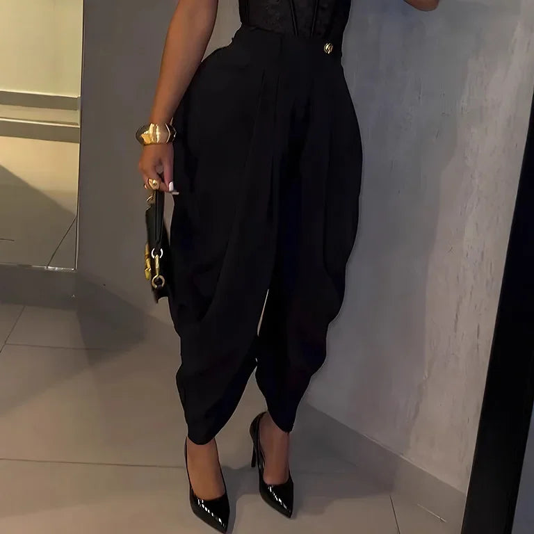 Pantalon Ample Taille Haute – Style Bureau
