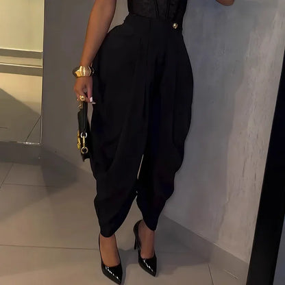 Pantalon Ample Taille Haute – Style Bureau