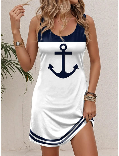 Robe Mini Sans Manches Imprimée | Femme Été Plage