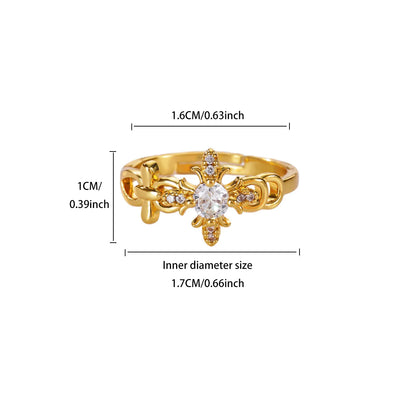 Bague ajustable géométrique en zircon – Plaqué or 18 carats