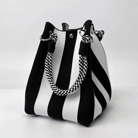 Sac à Main Rétro en Tricot Multicolore