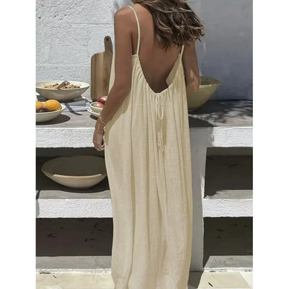 Nouvelle arrivée : Robe longue décontractée sans bretelles ni dos pour femme, confortable pour la maison et la nuit