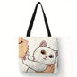 Sac fourre-tout imprimé chat de dessin animé mignon, sac à bandoulière de grande capacité, sac à main décontracté pour femmes pour le travail, l'école et le Shopping