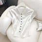 2026 été nouvelle mode tempérament boutons couleur unie chemises dames mode col rabattu à manches courtes Blouse femmes vêtements