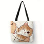 Sac fourre-tout imprimé chat de dessin animé mignon, sac à bandoulière de grande capacité, sac à main décontracté pour femmes pour le travail, l'école et le Shopping