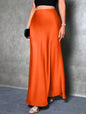 Jupe Midi Satin à Volants – Taille Haute