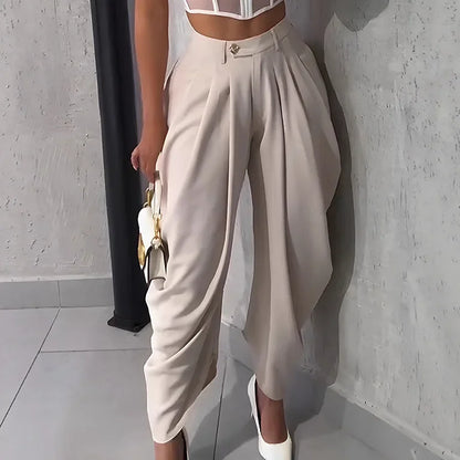 Pantalon Ample Taille Haute – Style Bureau