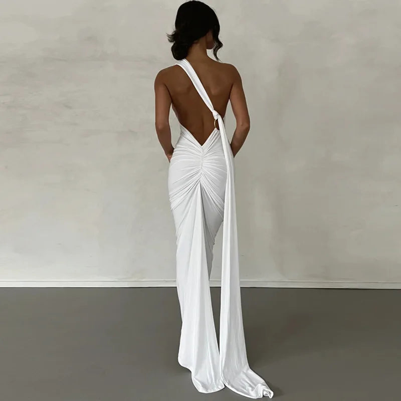 Nouvelle Robe Longue Moulante Sexy Dos Nu pour Femme, Col Halter, Robe Maxi Élégante pour Soirées d'Été, Anniversaires, Noire, Blanche, Bordeaux