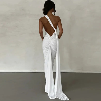 Nouvelle Robe Longue Moulante Sexy Dos Nu pour Femme, Col Halter, Robe Maxi Élégante pour Soirées d'Été, Anniversaires, Noire, Blanche, Bordeaux