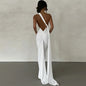 Nouvelle Robe Longue Moulante Sexy Dos Nu pour Femme, Col Halter, Robe Maxi Élégante pour Soirées d'Été, Anniversaires, Noire, Blanche, Bordeaux