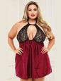 Sous-vêtements Sexy grande taille Robe licou en dentelle transparente pyjama ajouré femmes vêtements de nuit Lingerie pour femmes tenue de nuit